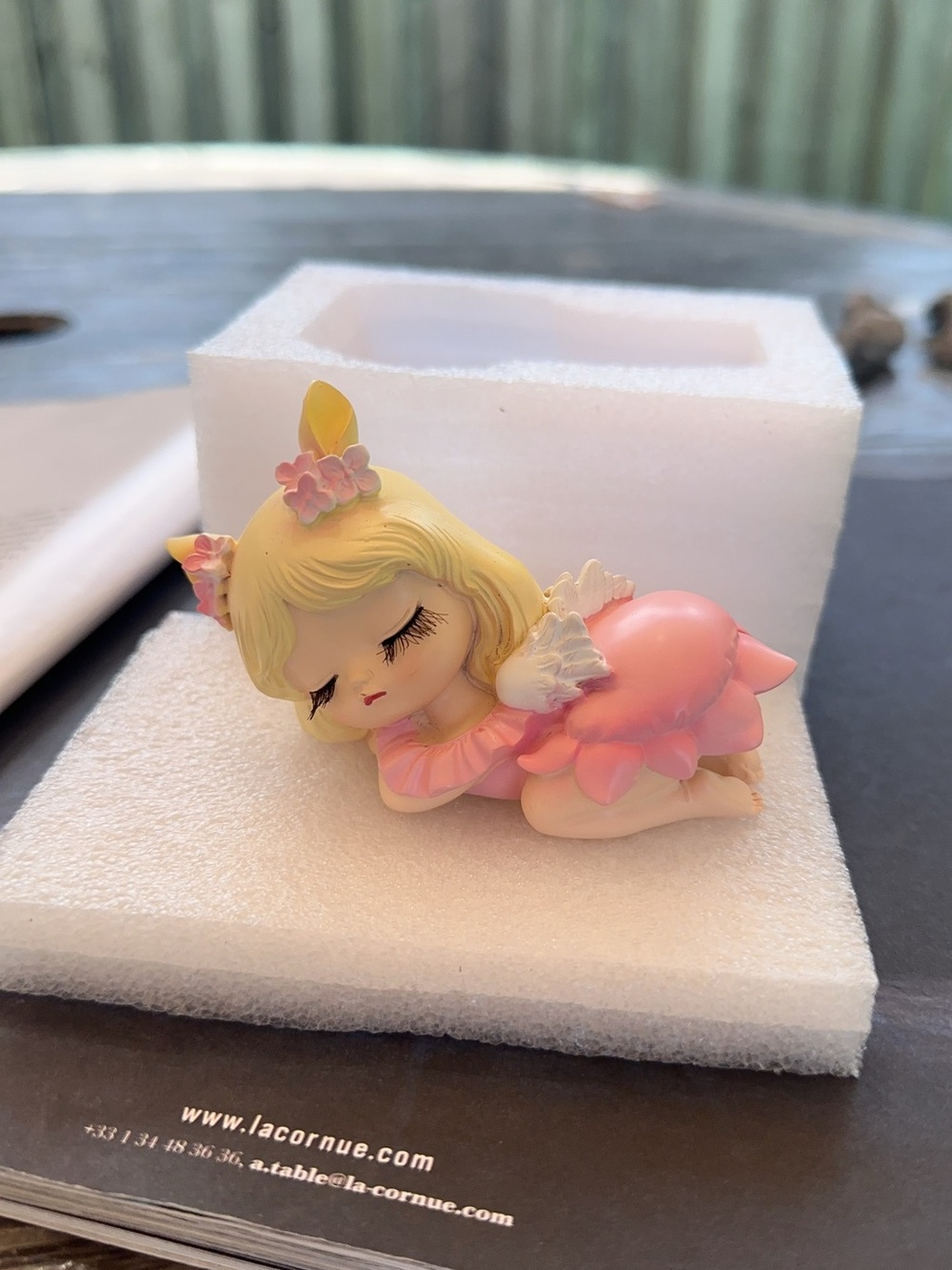 Sleeping Fairy Girl Figurine in Pastel Pink